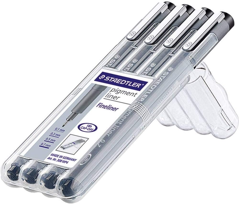 Thumbnail 1 de Staedtler Pigment Liner – Ensemble Feutres de dessin à encre pigmentée noire (0,1–0,7 mm) avec étui chevalet