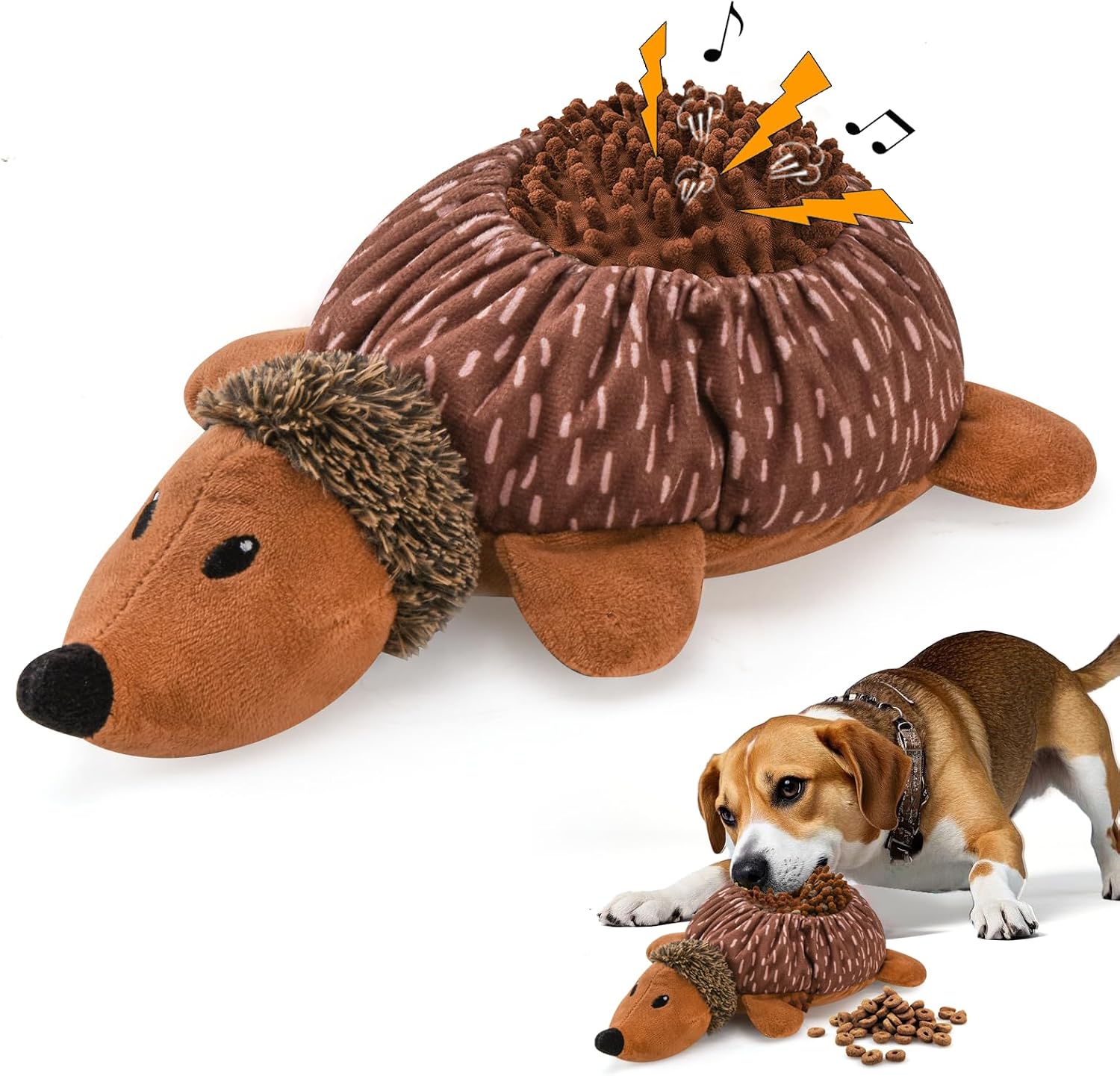 LIFLIX Jouet Interactif 2 en 1 pour Chien en forme de Hérisson – Tendre jouet peluche et renifleur