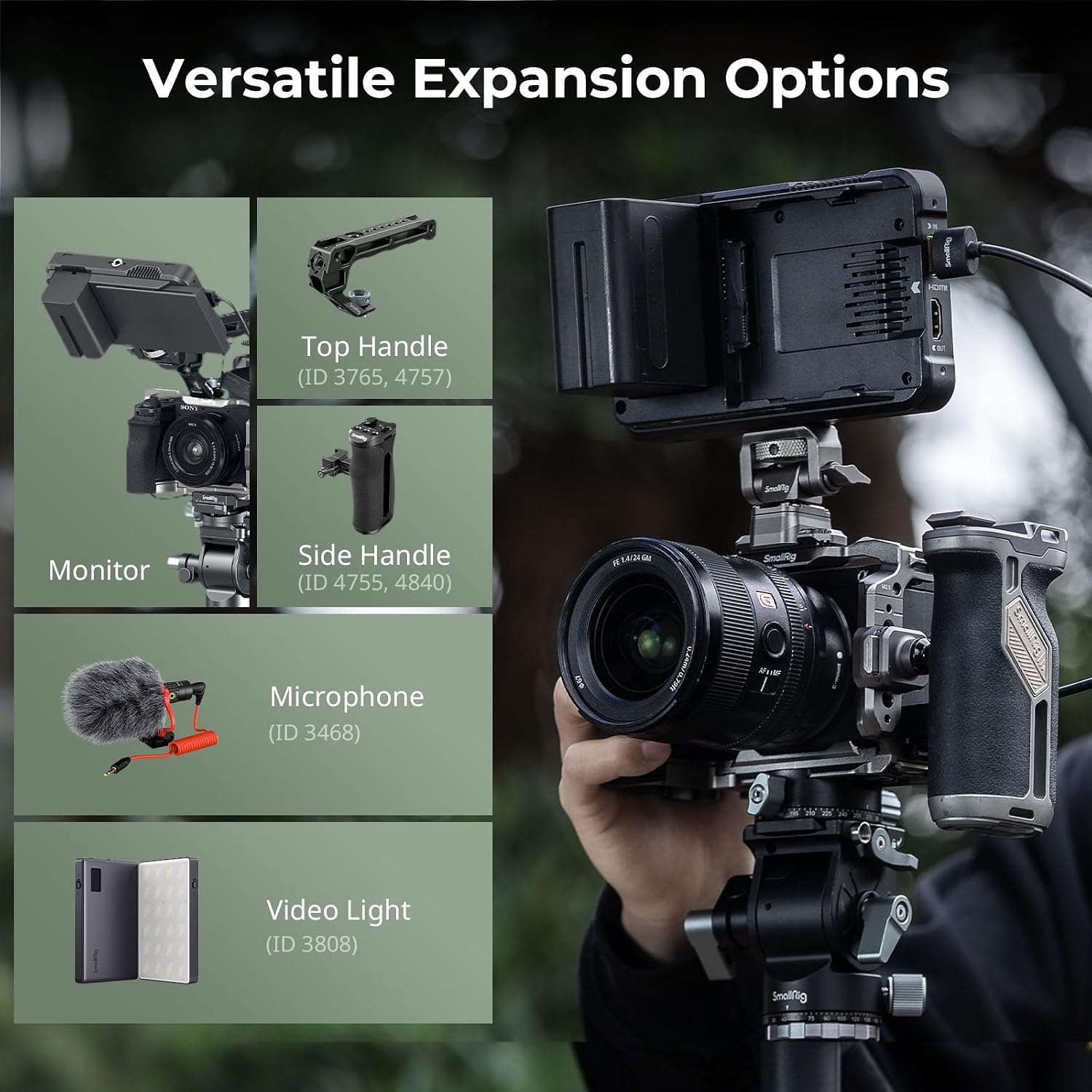 Detalle de SmallRig Hawklock Schnellwechselkäfig-Kit für Sony Alpha 6700 – integrierte QR-Platte und HDMI-Kabelklemme