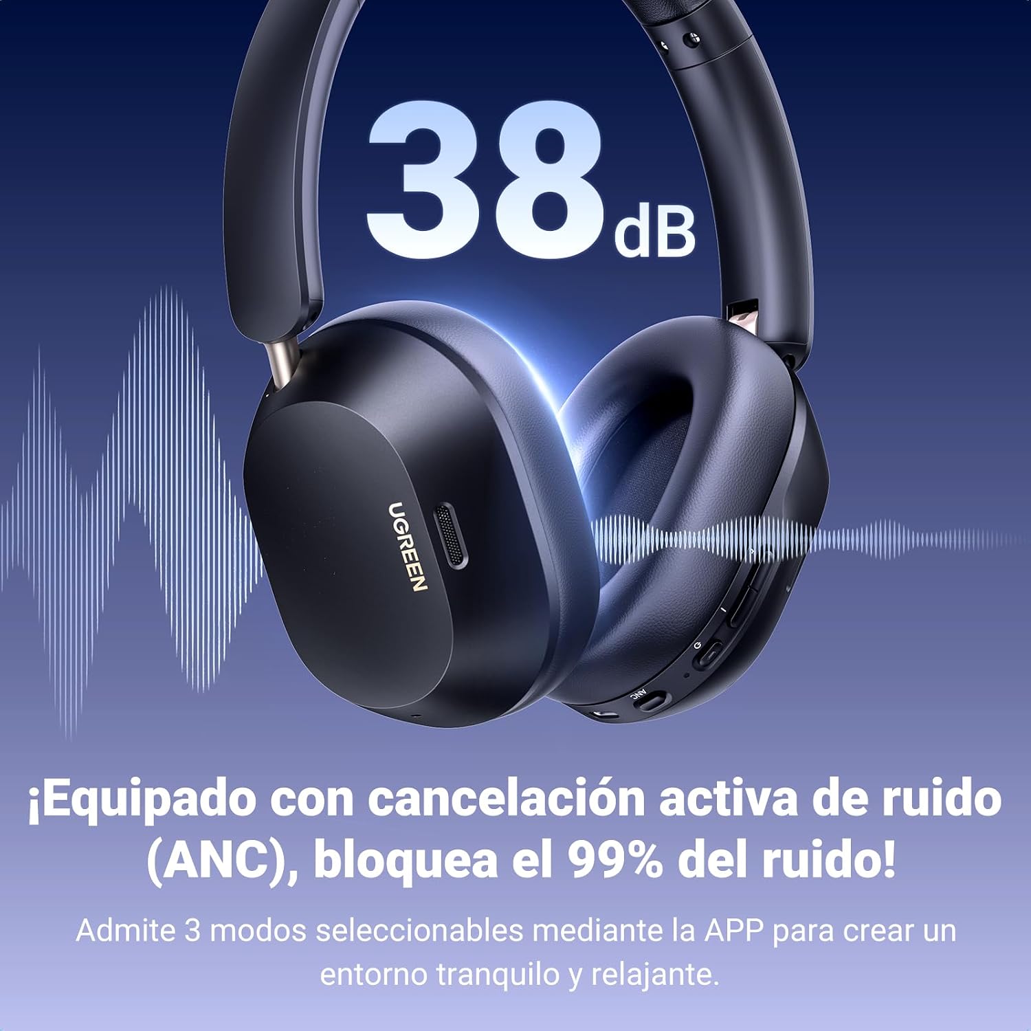 Detalle de UGREEN HiTune Max5c Auriculares ANC 75 h