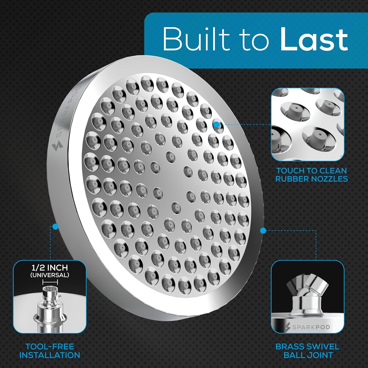 Thumbnail 4 de SparkPod Shower Head 6-inch Rain High Pressure