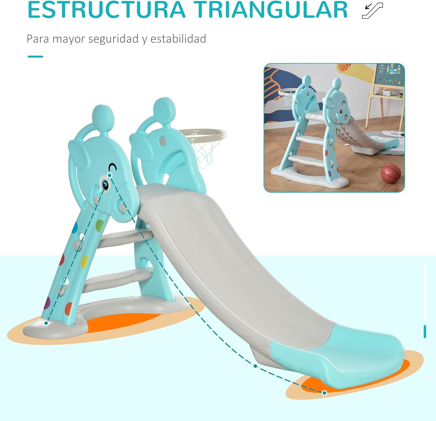 Thumbnail 4 de HOMCOM Tobogán 2 en 1 Jirafa para Niños +18 Meses