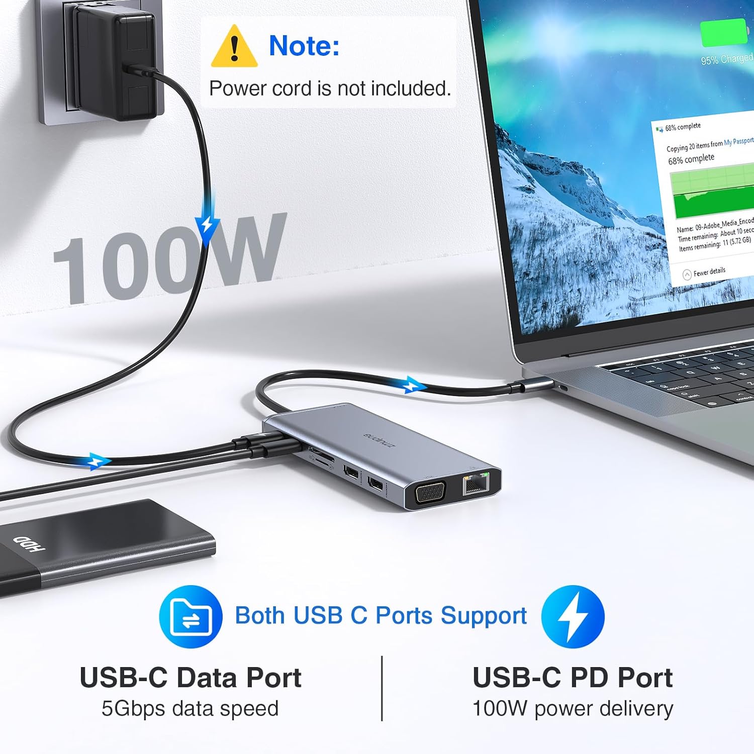 Thumbnail 6 de USB-C Dual/Triple Monitor Docking Station (14-in-1) for Dell/HP/Lenovo/Surface/MacBook – Thunderbolt 3/4 style hub