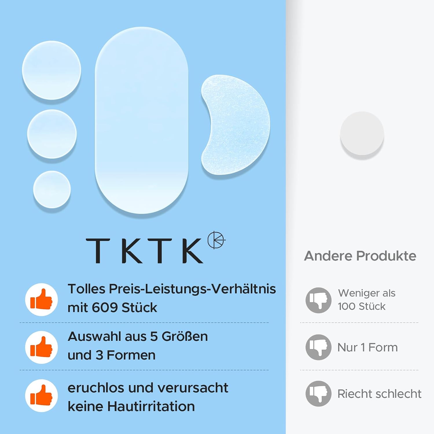 Thumbnail 6 de TKTK 609 Pickel Patches Gesicht – Großpackung mit 609 Hydrokolloid-Patches in 5 Größen
