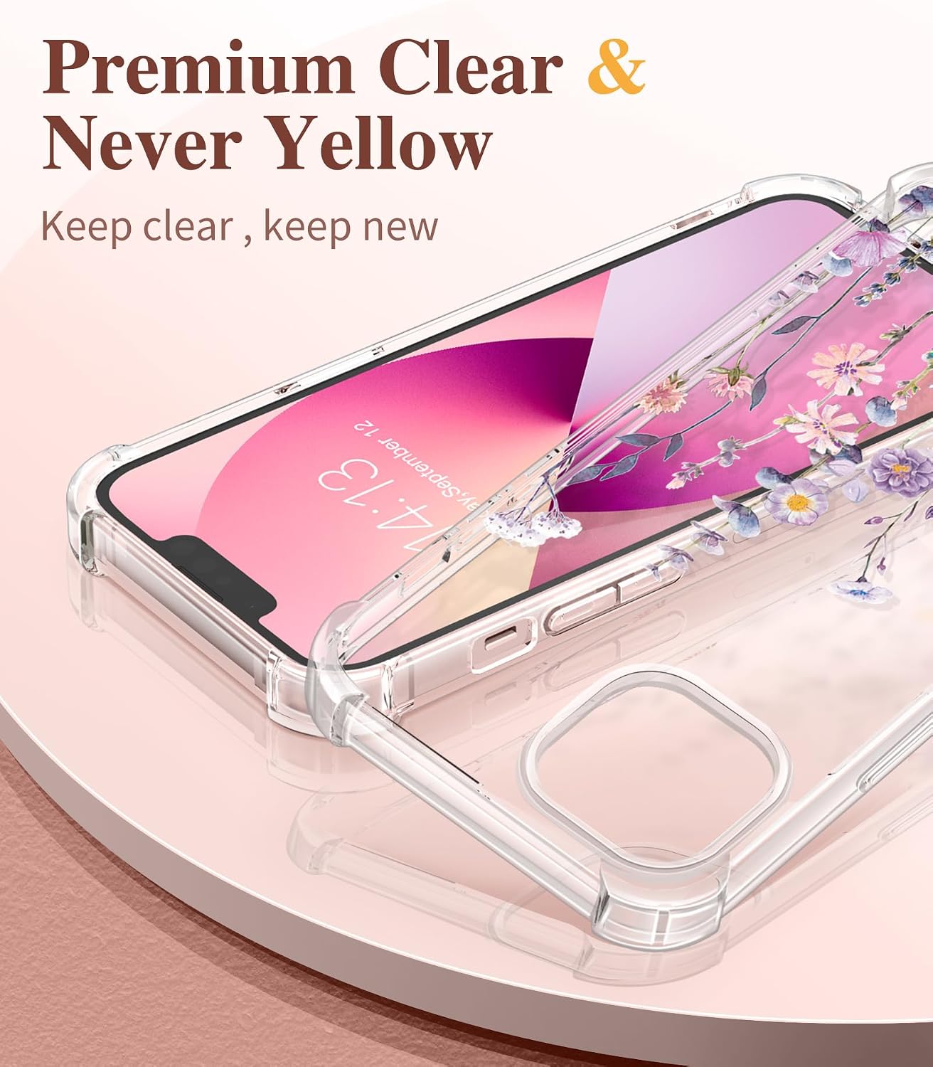 Thumbnail 2 de GVIEWIN iPhone 13 Floral Clear Case 6.1"
