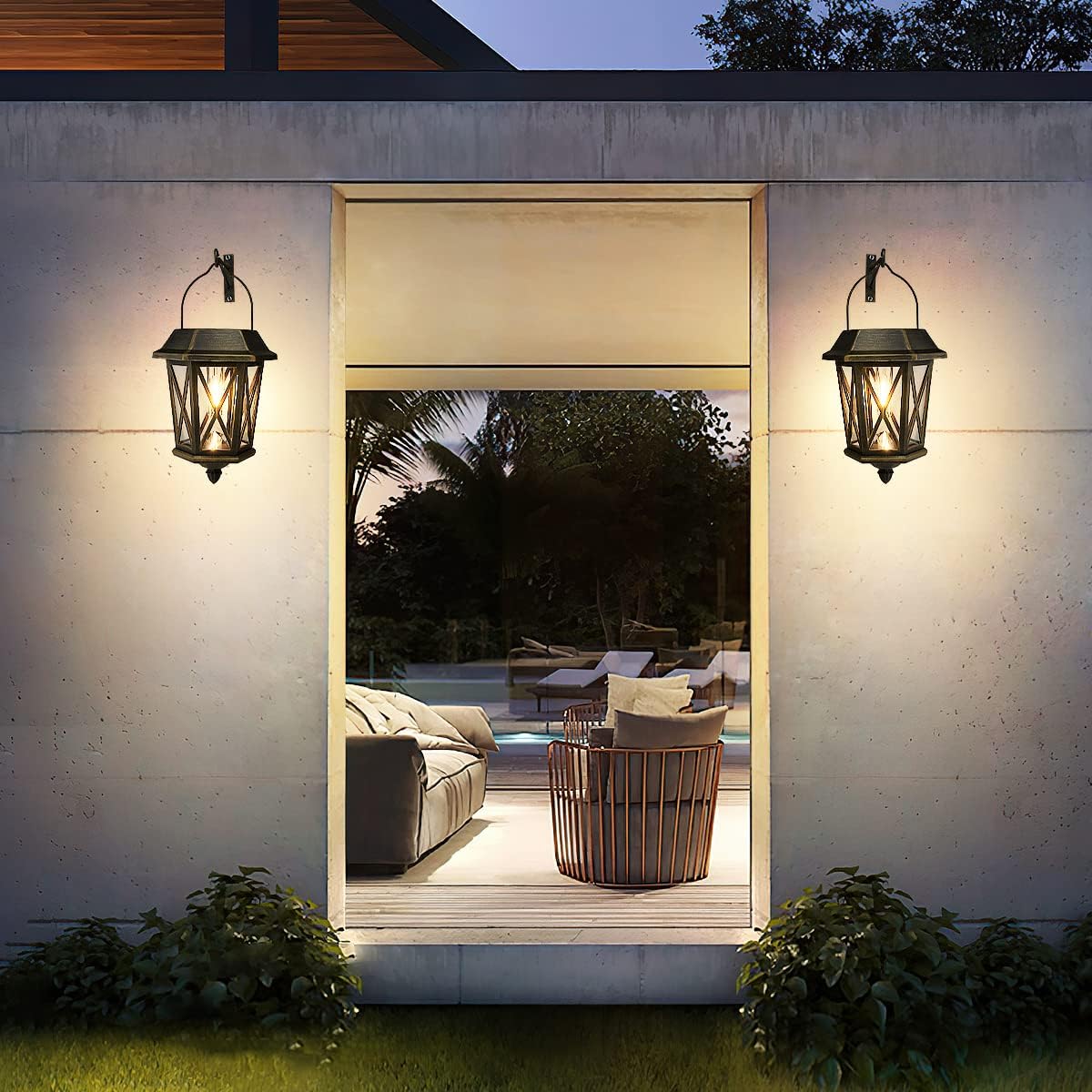 Thumbnail 5 de TEKLAPS 24B Solar Lanterns, Bronze Metal and Clear Glass, 2-Pack
