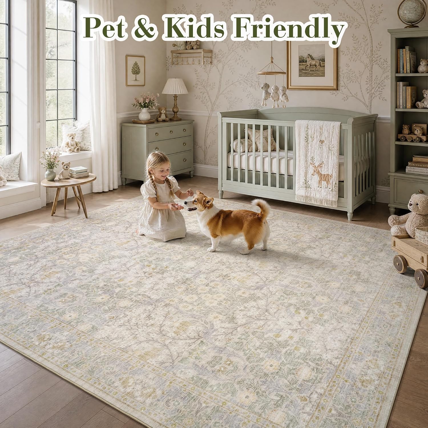 Detalle de Floral Area Rug 6x9 ft
