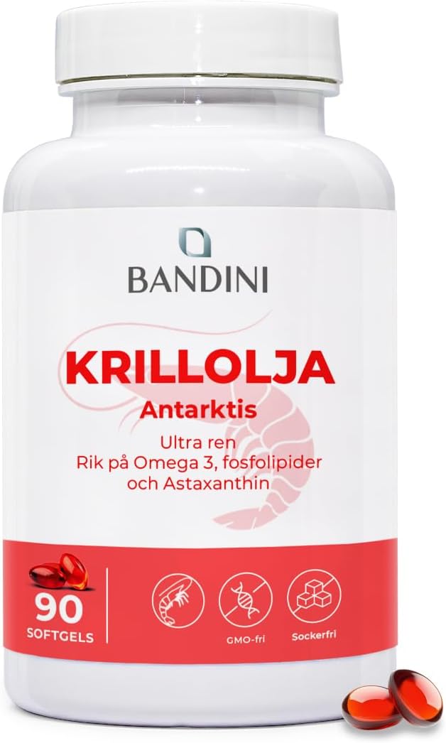 Detalle de BANDINI krillolja 3000 mg – omega-3 med EPA, DHA och astaxantin, 90 kapslar
