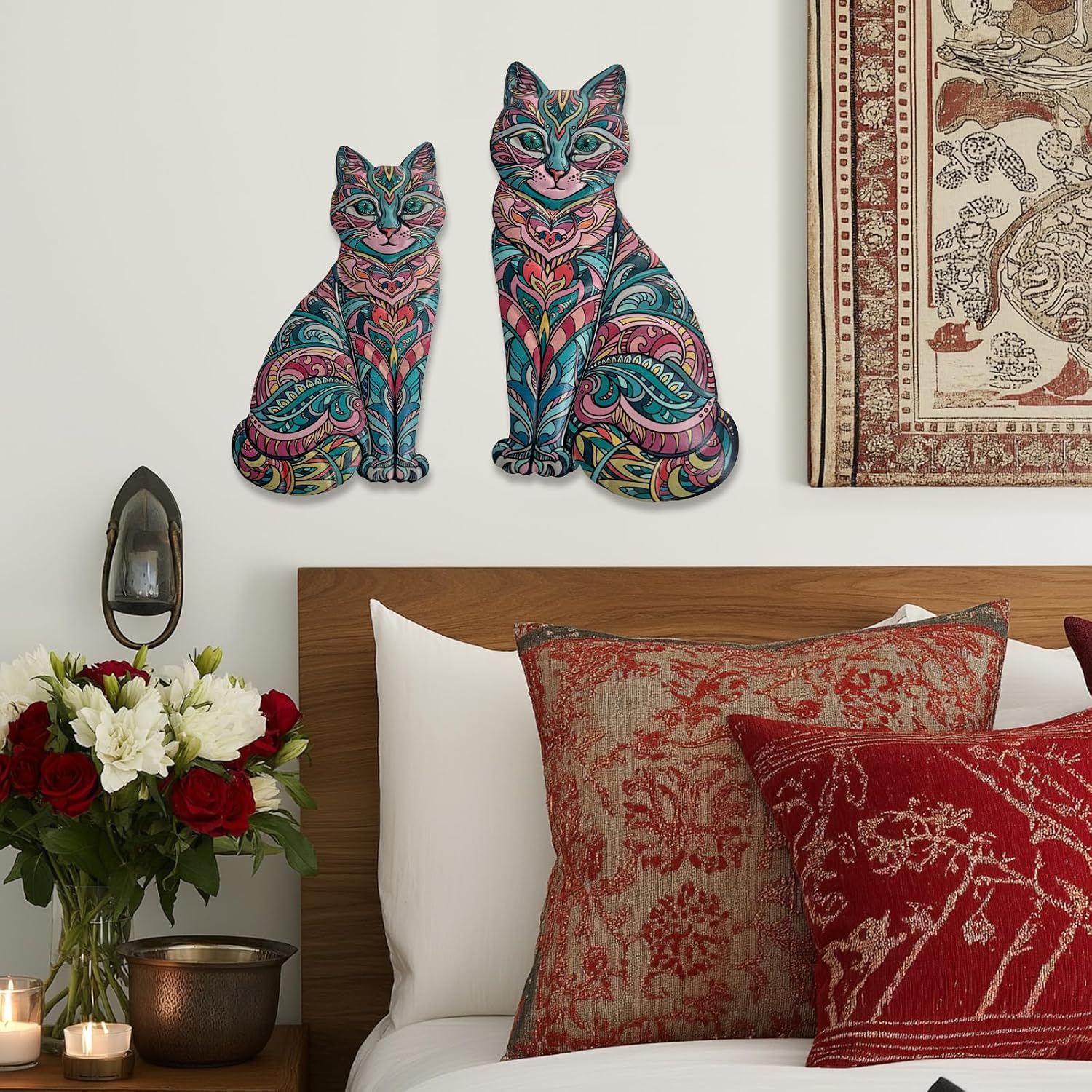 Detalle 2 de Liffy Boho Cat Metal Wall Decor – Cat wall art 🖼