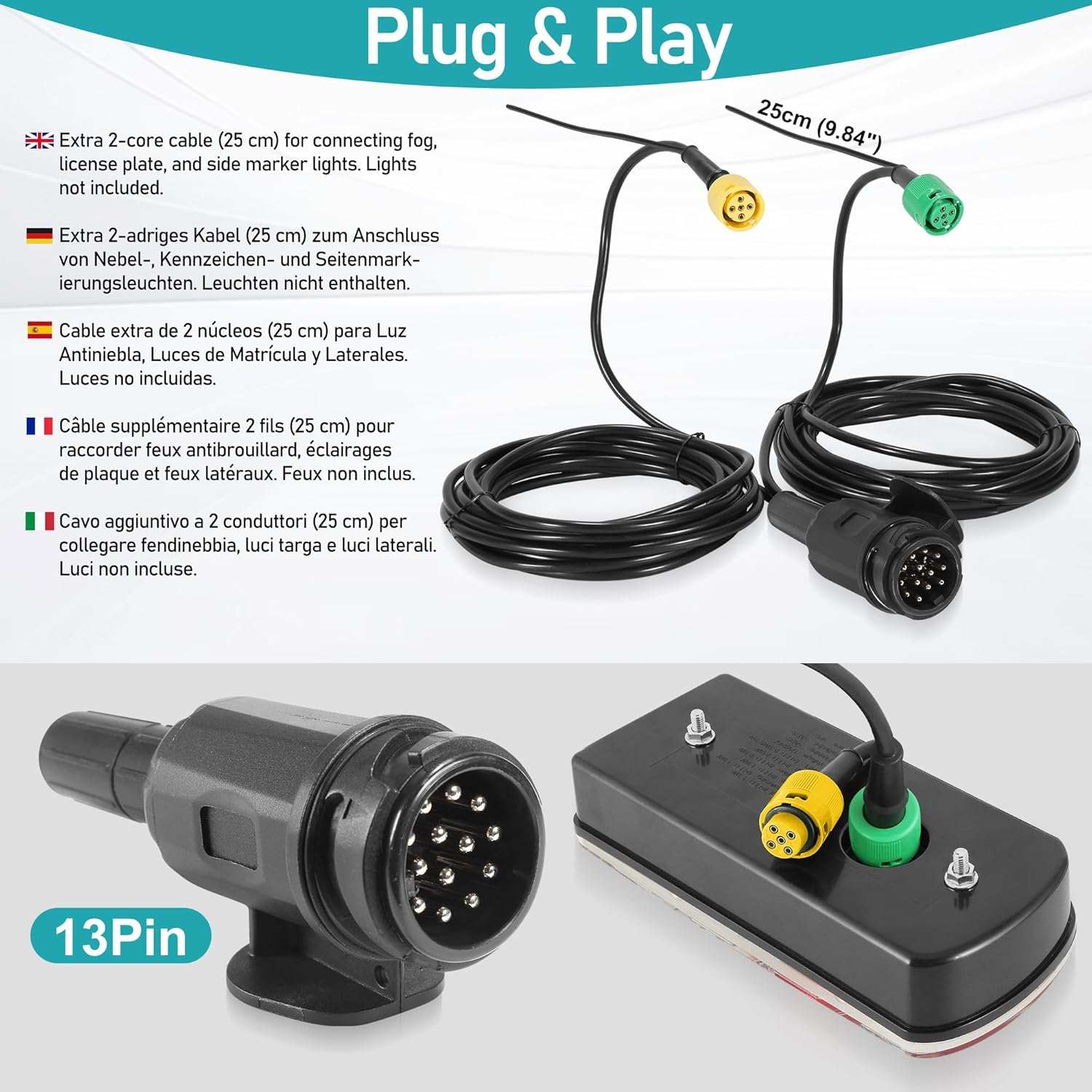 Thumbnail 6 de DARKGUARD LED Waterproof 13-Pin Trailer Lights Kit (12V/24V) with 7 Functions and 5-Pin Bayonet Connector