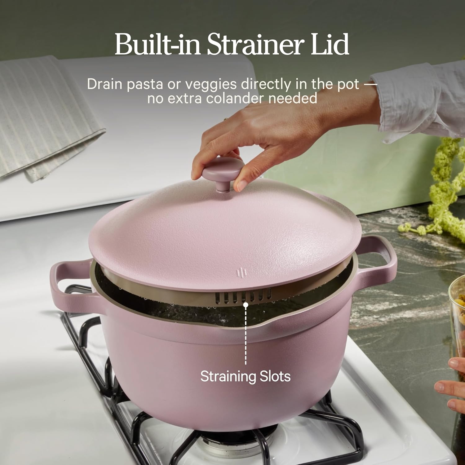 Detalle de Our Place Perfect Pot - 5.2 L Nonstick Ceramic Sauce Pan with Lid (Blue Salt)