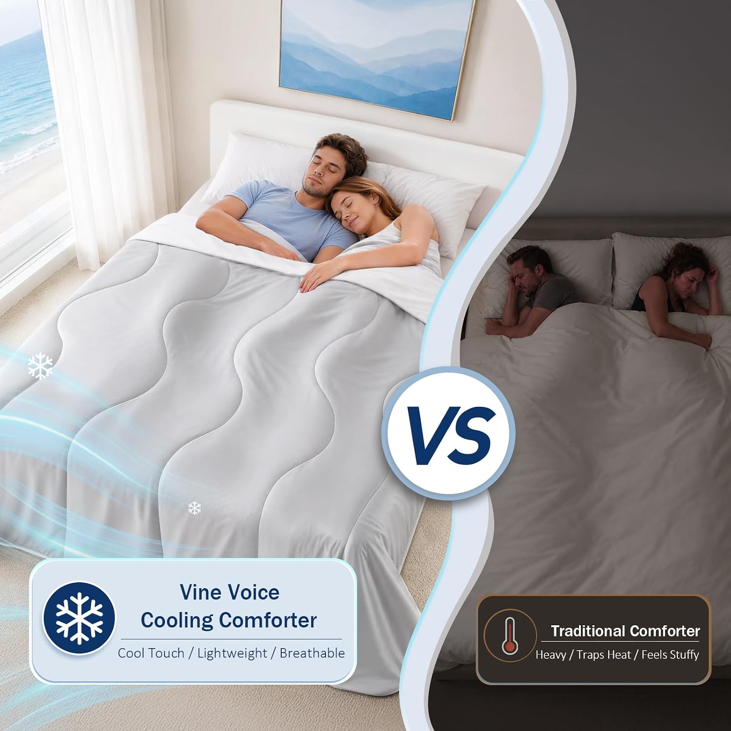 Thumbnail 2 de Vine Voice Cooling Comforter for Hot Sleepers, Queen 90x90, True Red