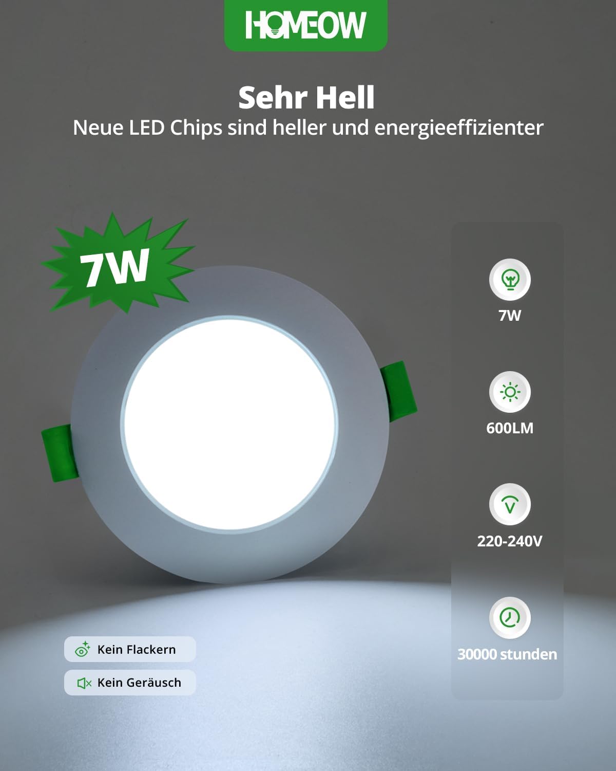 Thumbnail 4 de HOMEOW 20er Set LED Einbaustrahler 7W