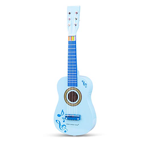 Thumbnail 4 de New Classic Toys Guitare débutants avec livre clef, 349, bleu avec fleurs 🎸