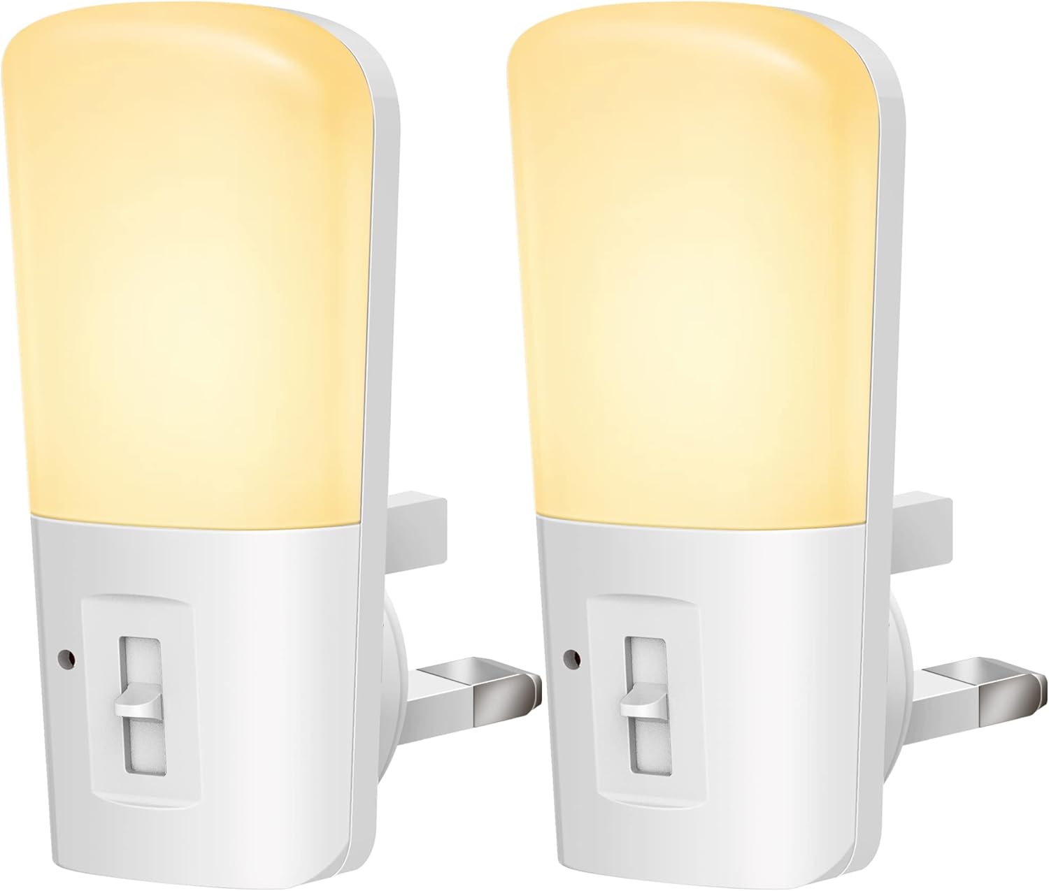 Detalle de LOHAS Dusk to Dawn Plug-in Night Light (2-Pack) – Dimmable Warm White 3000K, 5–80 LM, Auto On/Off