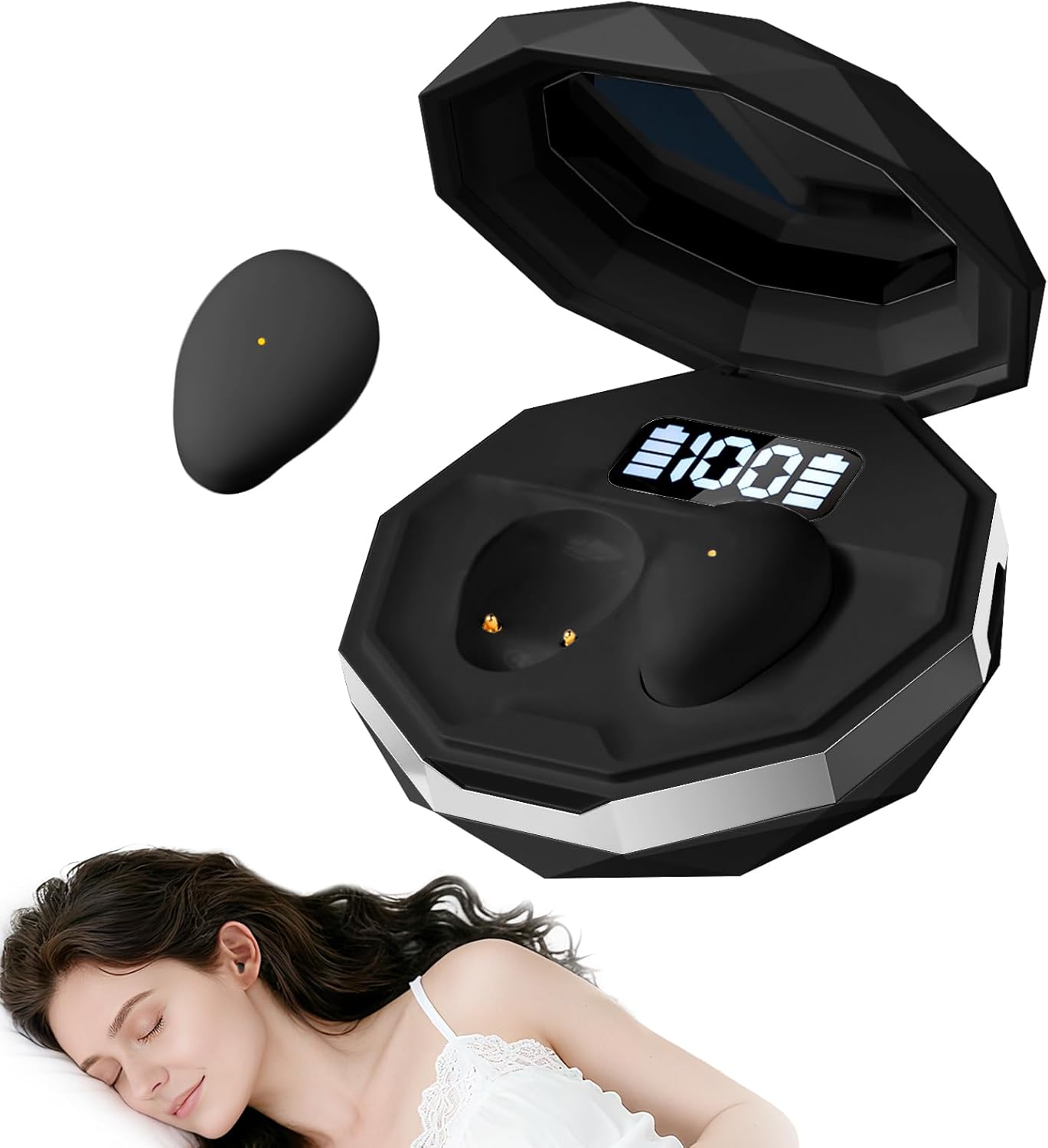 Detalle de sunvito Sleep Headphones (Black) – mini Bluetooth 5.4 sleep earphones for side sleeping