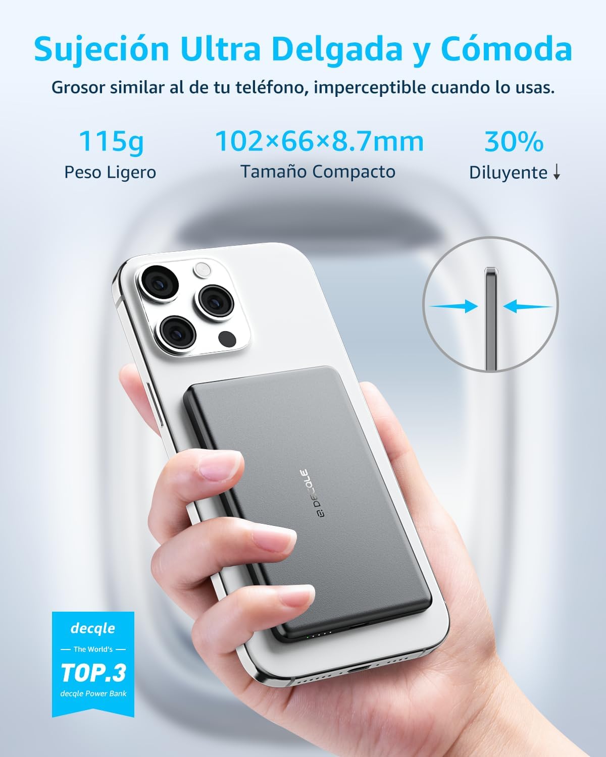 Detalle 2 de decqle Air Power Bank MagSafe 5000mAh