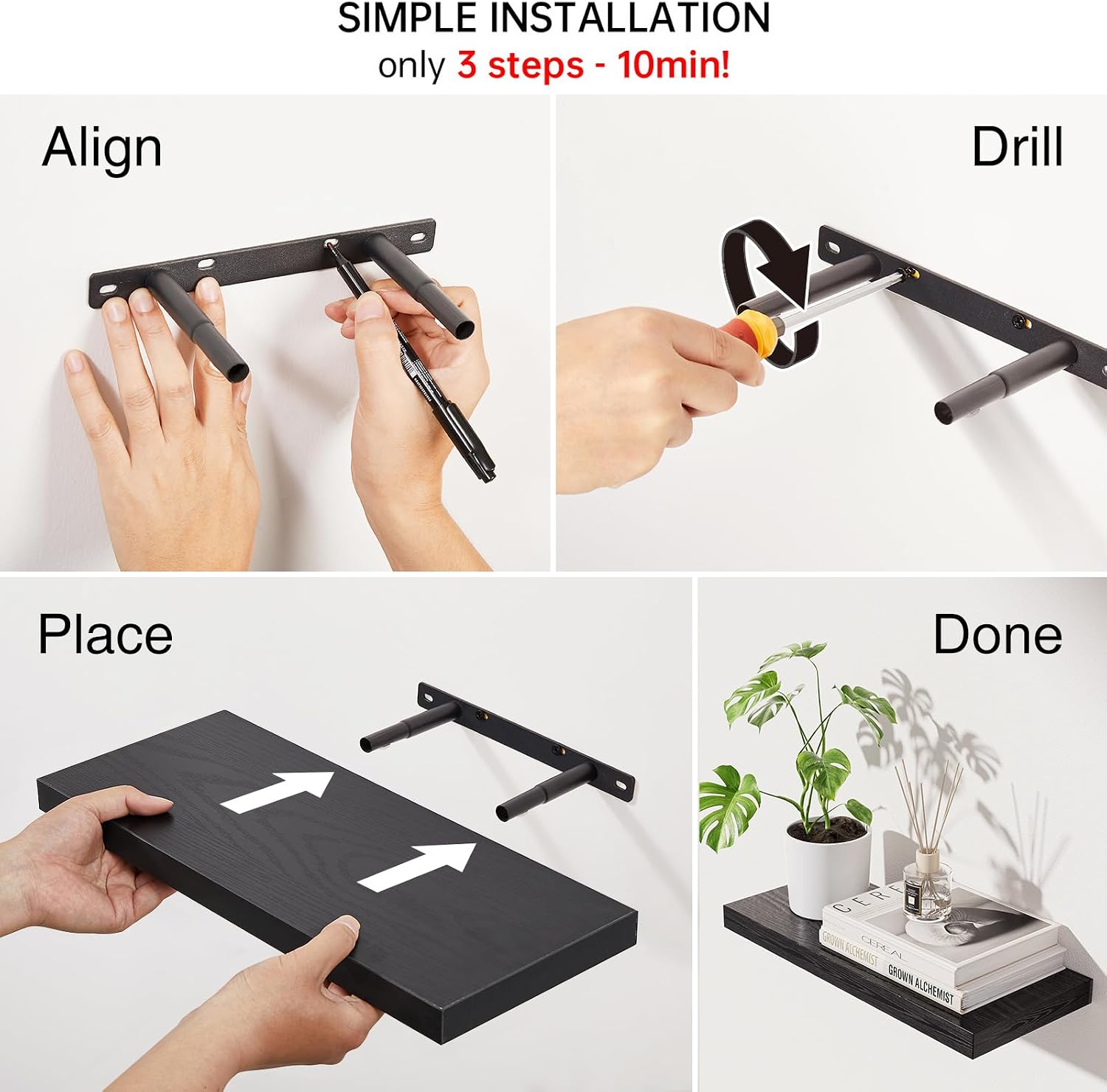 Thumbnail 4 de BAYKA 15.7in Floating Wall Shelves 22lbs