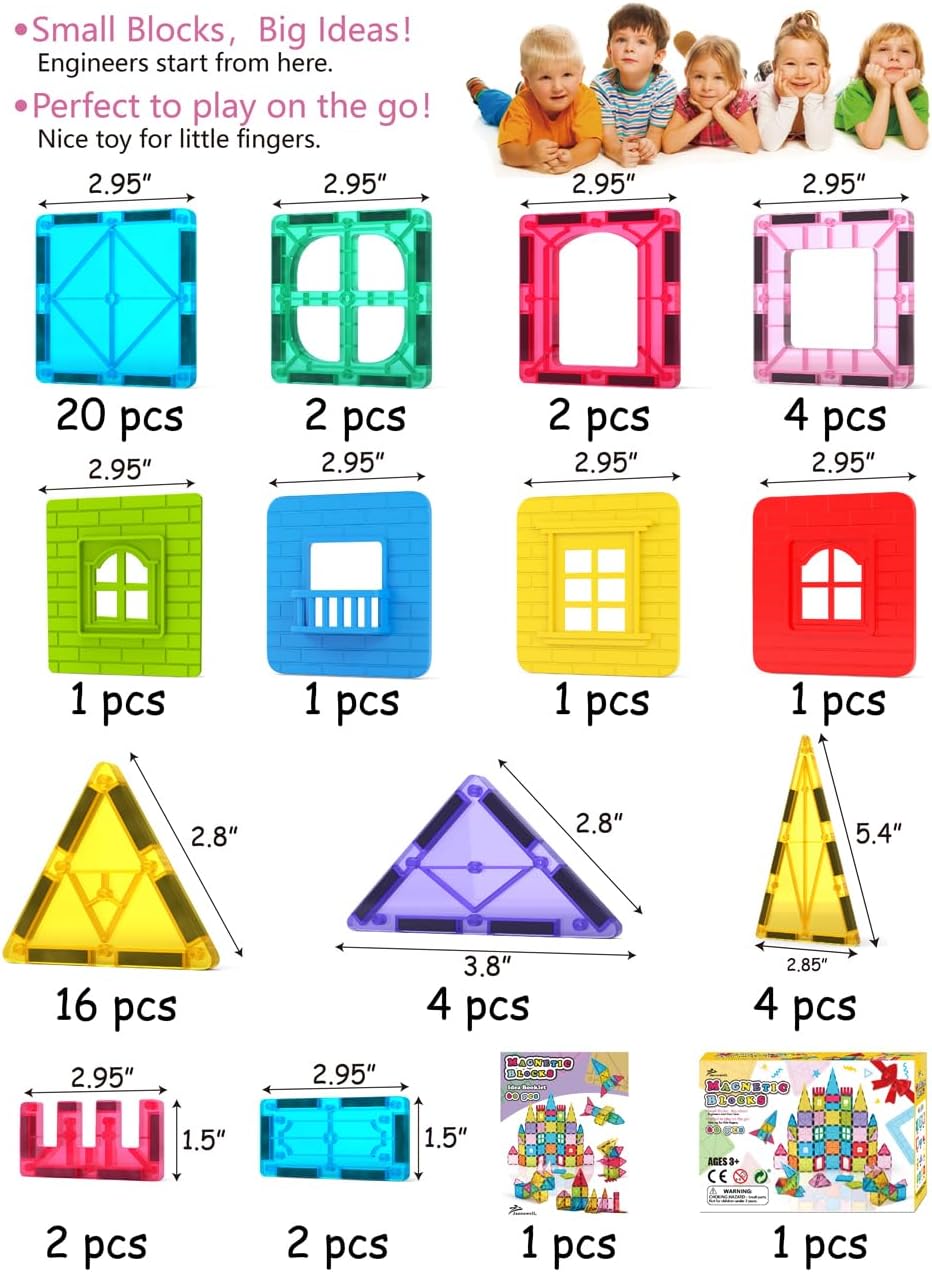 Detalle de Jasonwell Magnetic Building Tiles 60-Piece Set