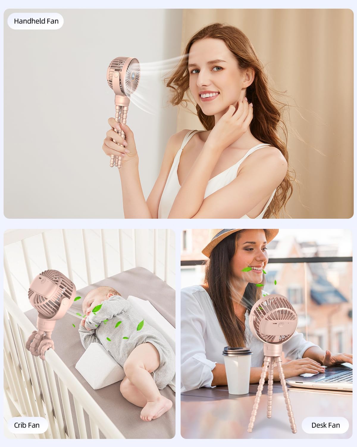 Thumbnail 6 de KIDEE Portable Pram Fan – small rechargeable clip-on fan with digital display, 3 speeds and 360° rotation