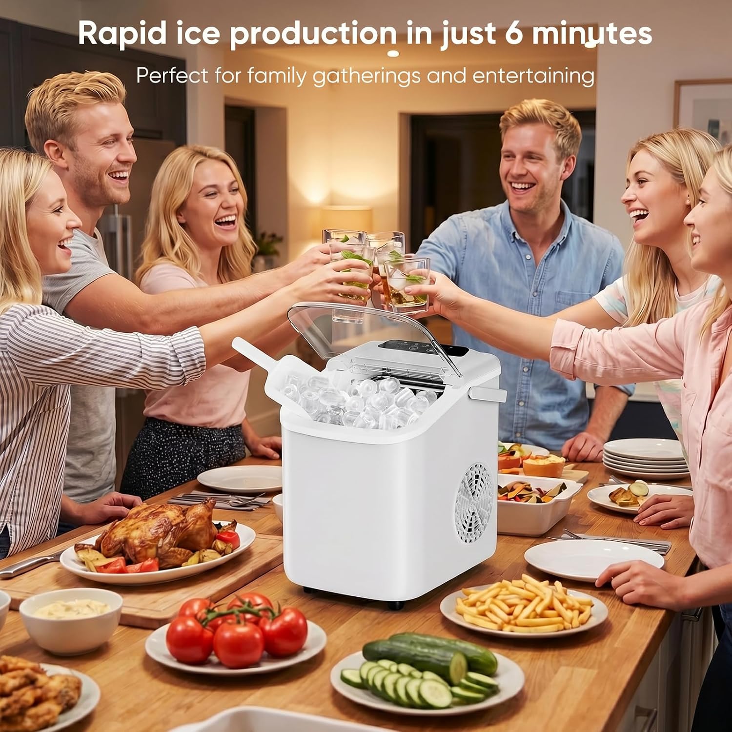 Thumbnail 6 de DUMOS AH-ZBJ41XX Countertop Ice Maker, 9 Cubes in 8 Minutes, Self-Cleaning