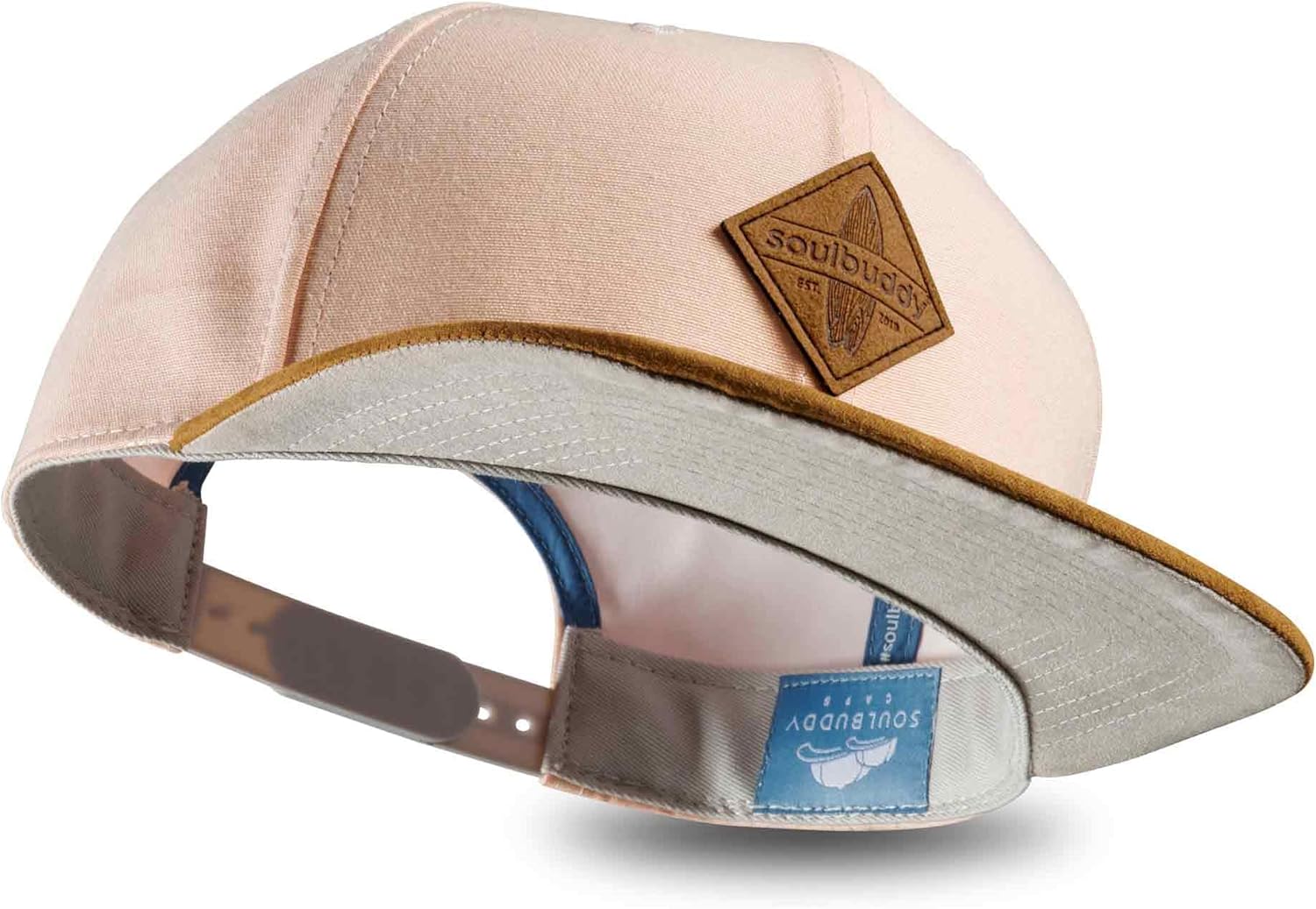 Soulbuddy Snapback Cap Unisex – verstellbare Streetwear-Kappe mit veganem Lederpatch