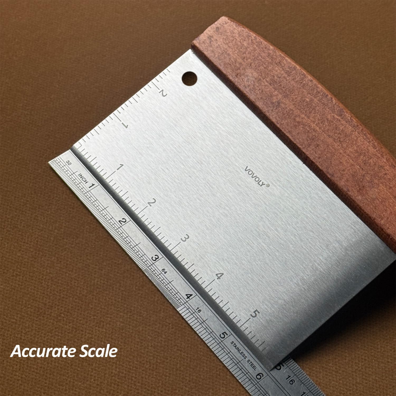 Detalle de Vovoly 229 Bench Scraper with Stainless Steel Blade and Wood Handle