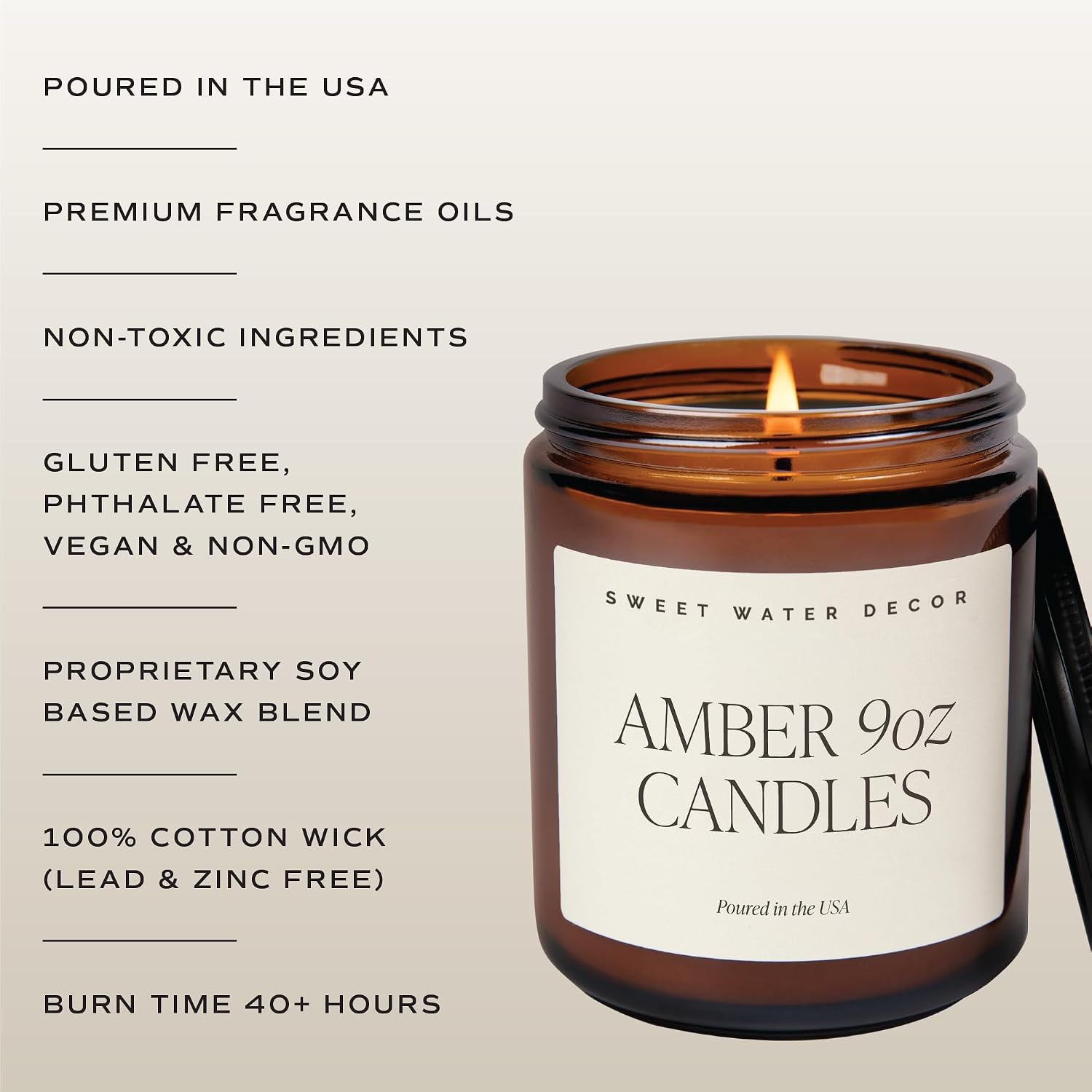 Detalle 1 de Sweet Water Decor Cozy Season Candle, 9 oz Amber Glass Jar, Soy-Blend Wax