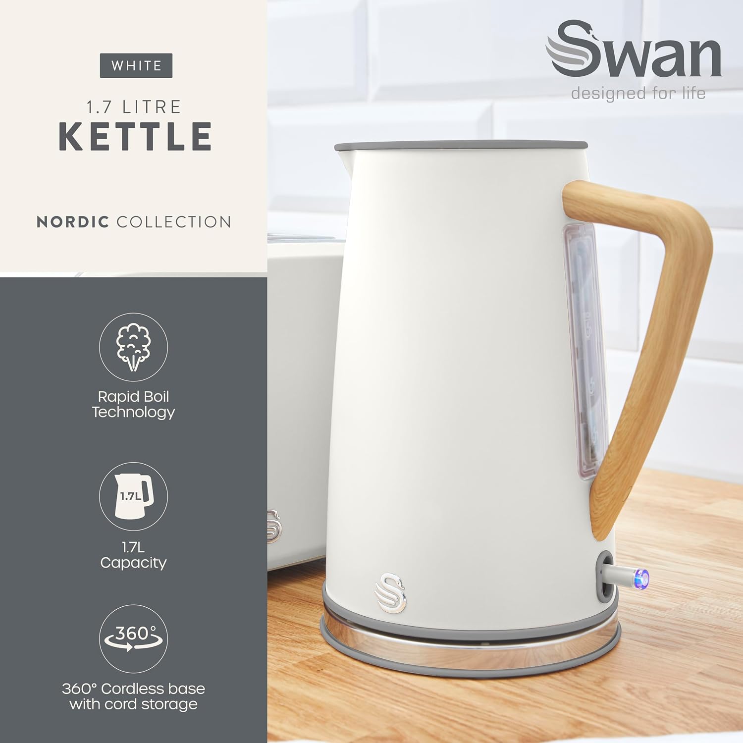 Thumbnail 1 de Swan SK14610WHTN 1.7L cordless jug kettle