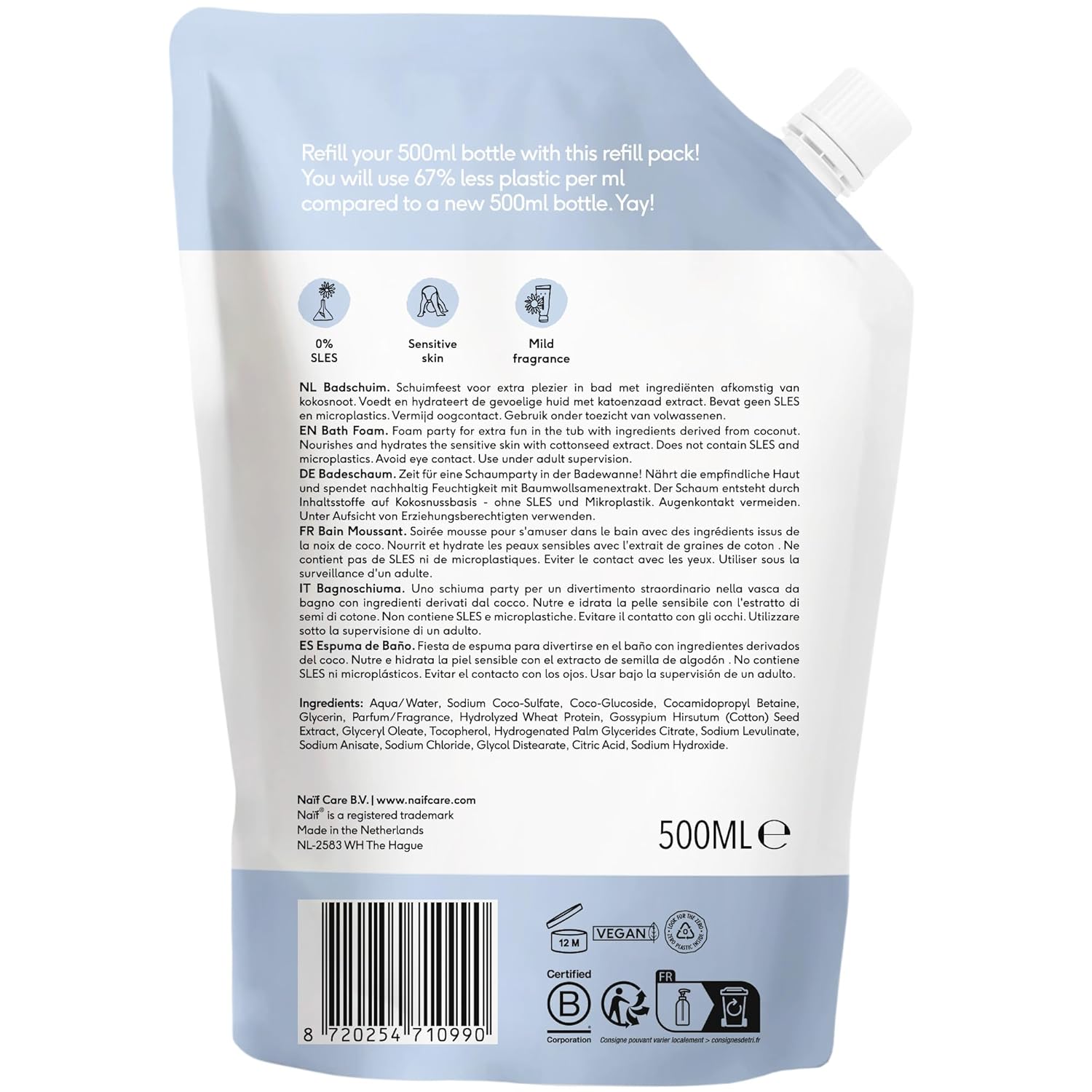 Thumbnail 1 de Naïf Pflegender Badeschaum – Nachfüllpackung (500 ml)