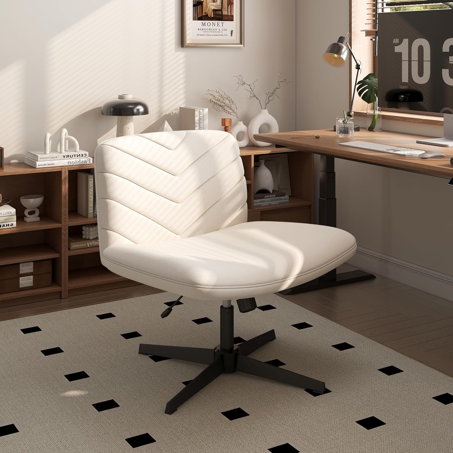 Detalle 2 de Yaheetech Sedia Ufficio Girevole Beige
