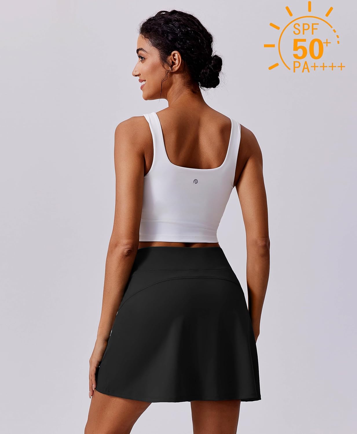 Detalle de PINSPARK 17" Golf Skorts for Women: High-Waisted, UPF 50+ Athletic Skirt with 4 Pockets