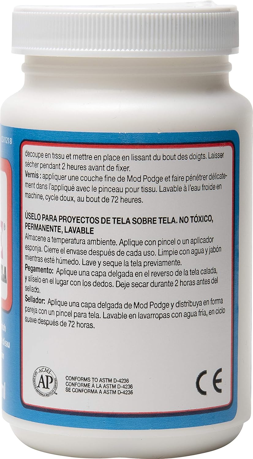 Detalle de Mod Podge Tissu Fini-8 Onces – Colle et vernis durable pour tissus (MOD PODGE)