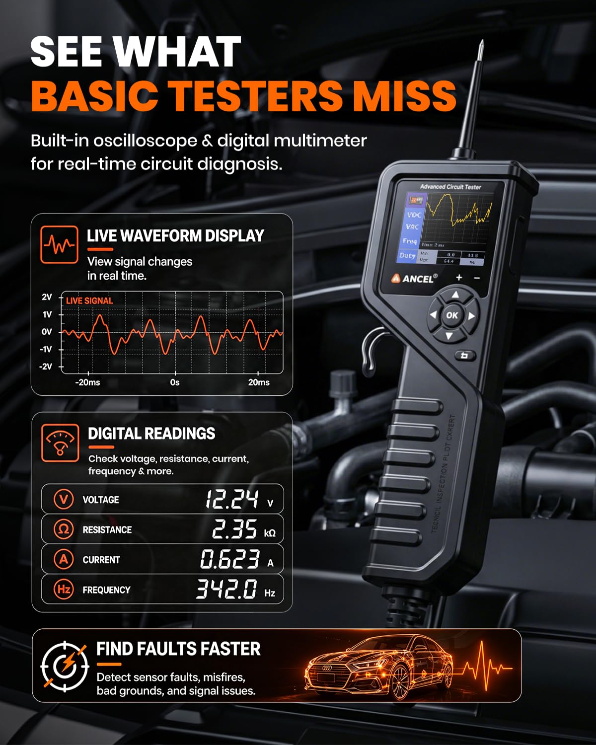 Detalle 2 de ANCEL PB600 Automotive Circuit Tester with 30-Foot Cable and Waveform Testing