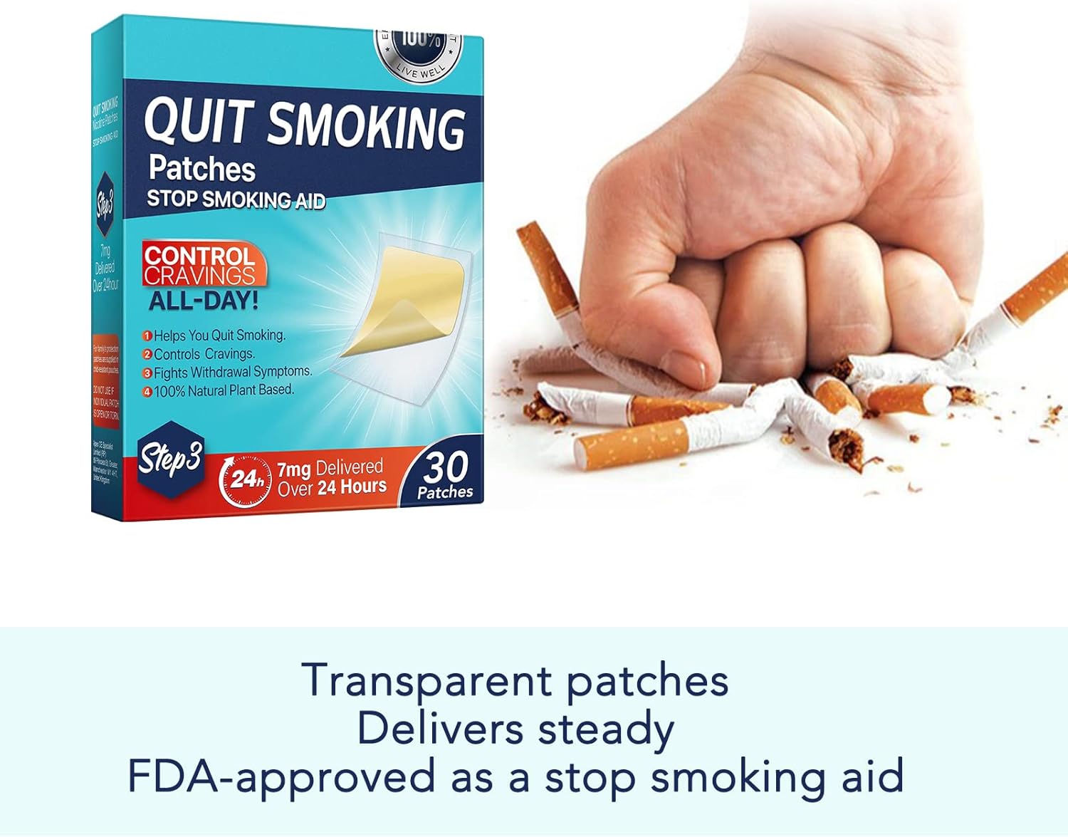 Thumbnail 6 de Step 3 Quit Smoking Patches (7mg) — 30 Count Nicotine Stop-Smoking Aid Patches for a 3-Step Plan