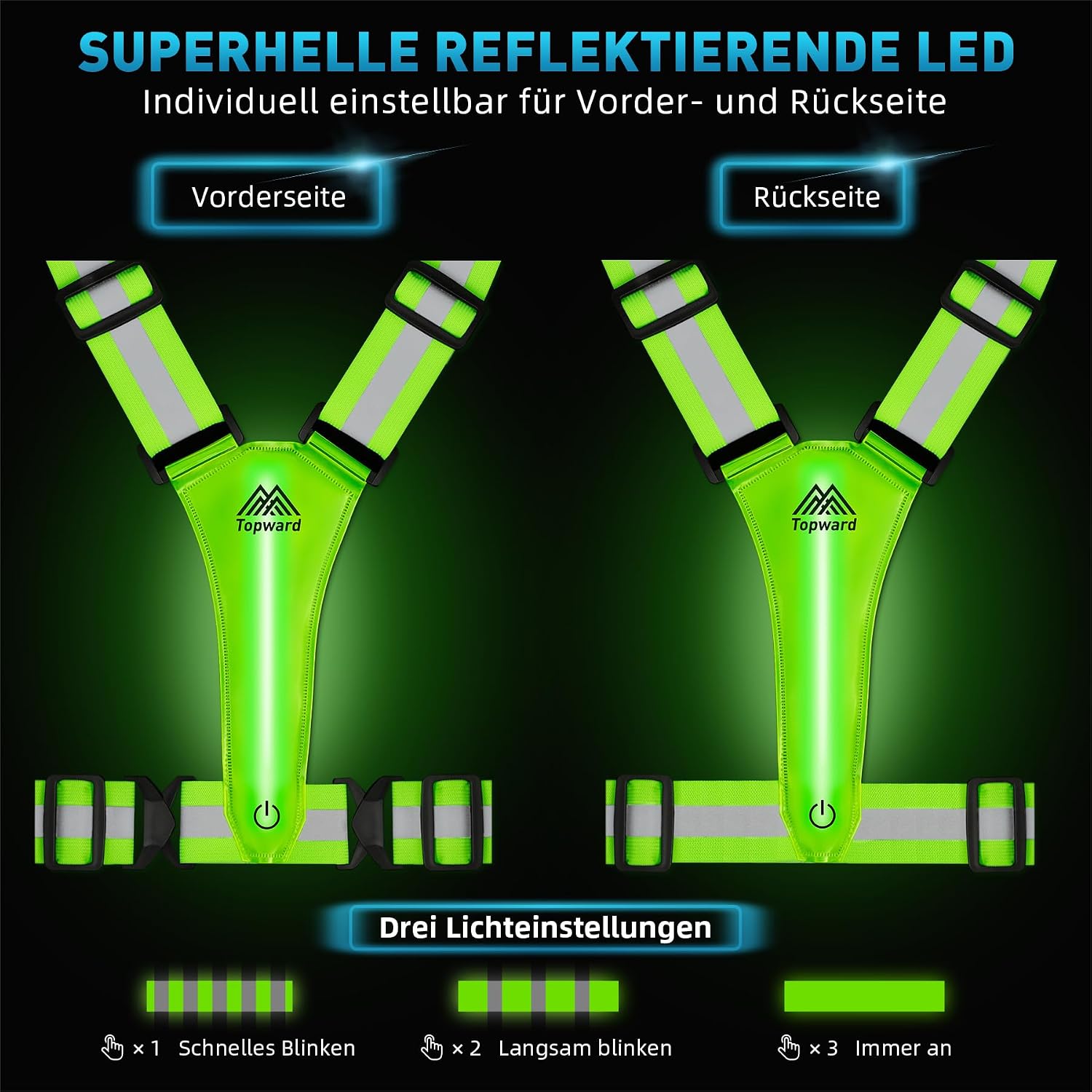Detalle de Topward Warnweste Sicherheitsweste Fahrrad, High-Vis Reflektierende Weste ⌚🚴?