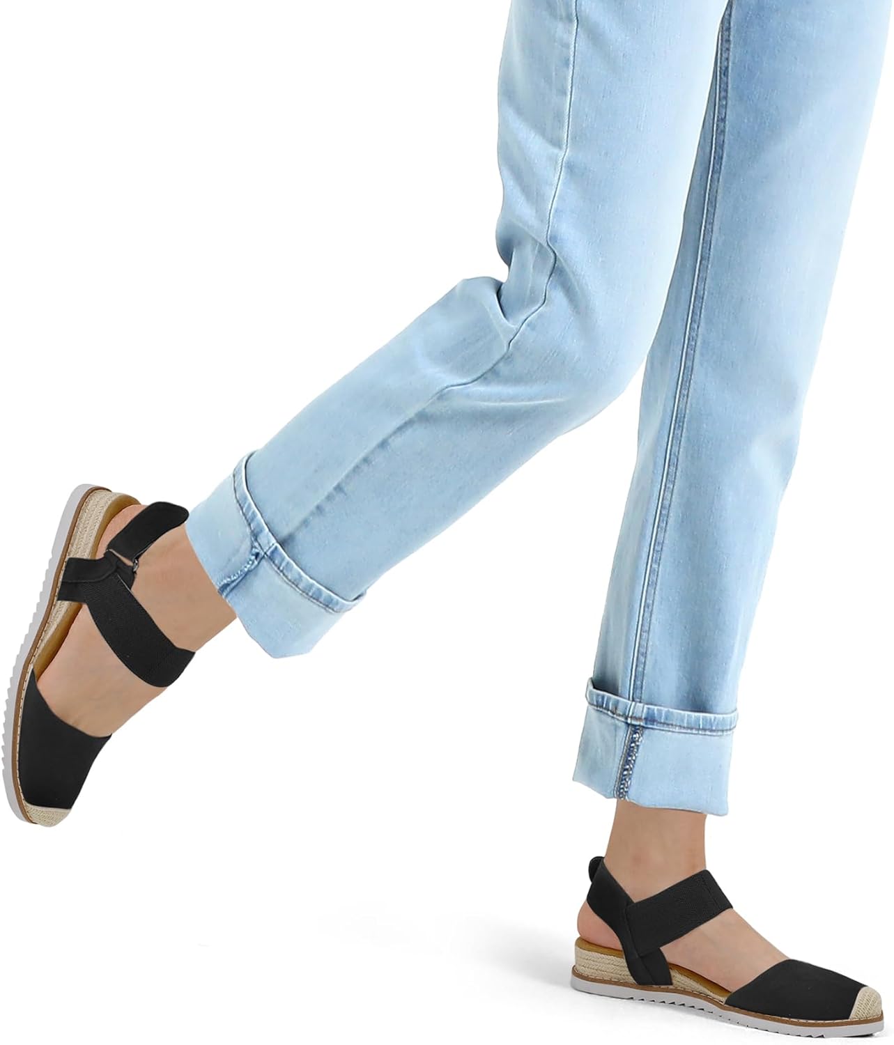 Thumbnail 5 de mysoft Women's Low Wedge Sandals with Comfortable Closed Toe, Elastic Ankle Strap, and Slip-On Ease