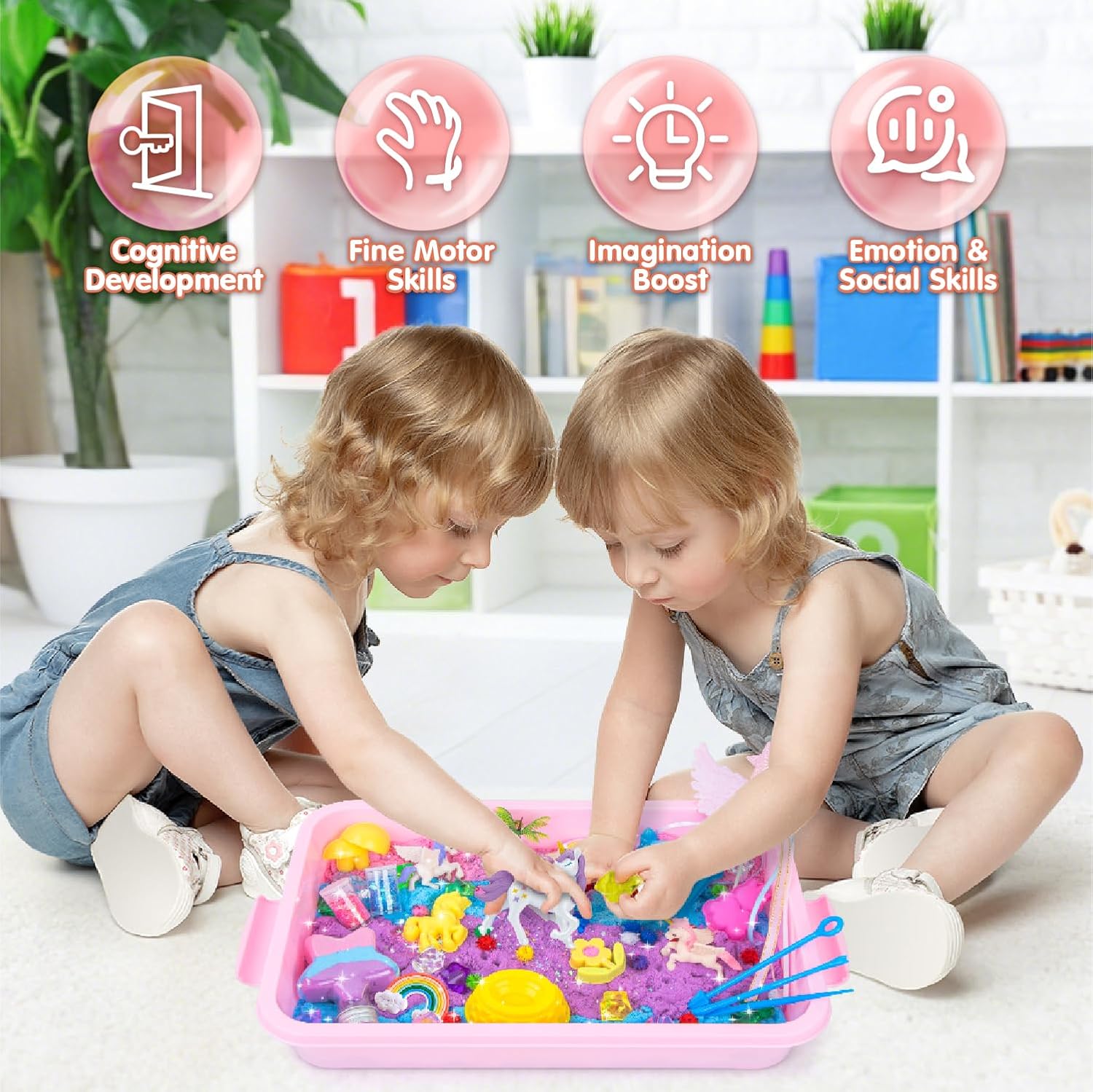 Detalle de snookids Einhorn-Sandspielzeug-Set mit Himmelssand, 24 Formen & Aufbewahrungsbox (690 g)