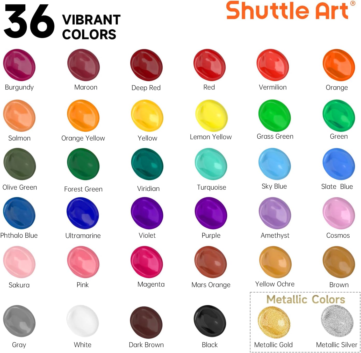Thumbnail 1 de Shuttle Art Acrylfarben Set 36 Farben 60 ml 🎨