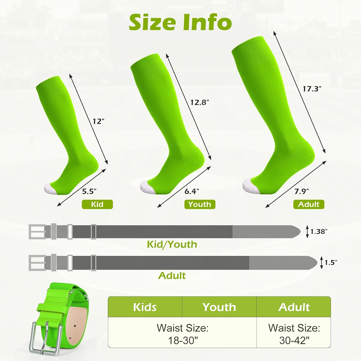 Thumbnail 3 de XZQTIVE Baseball Socks and Belt Combo Set