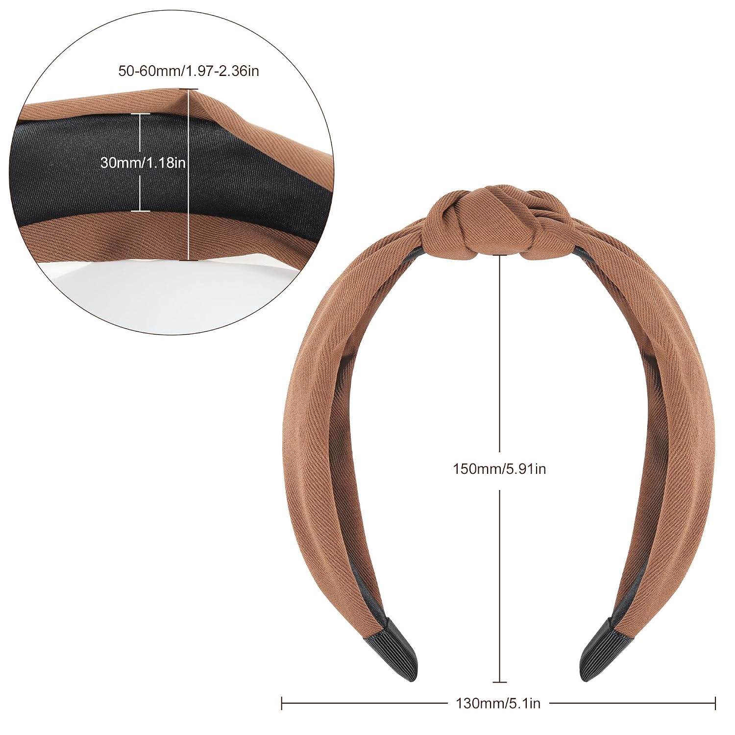 Thumbnail 5 de Funtopia 9-Piece Knotted Headband Set for Women, Leopard Print and Solid Colors