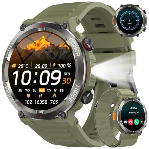 Detalle de Baolubao Reloj Inteligente Hombre con Linterna, Brújula y 2 Correas