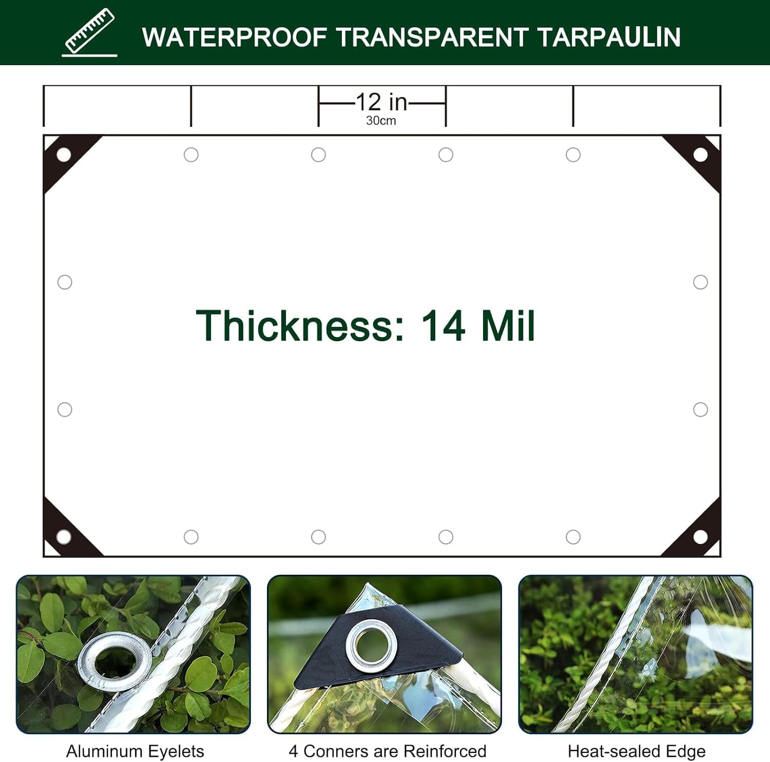 Thumbnail 2 de Clear Heavy Duty Tarpaulin 6.5x19.6ft 420 g/m² 🪣