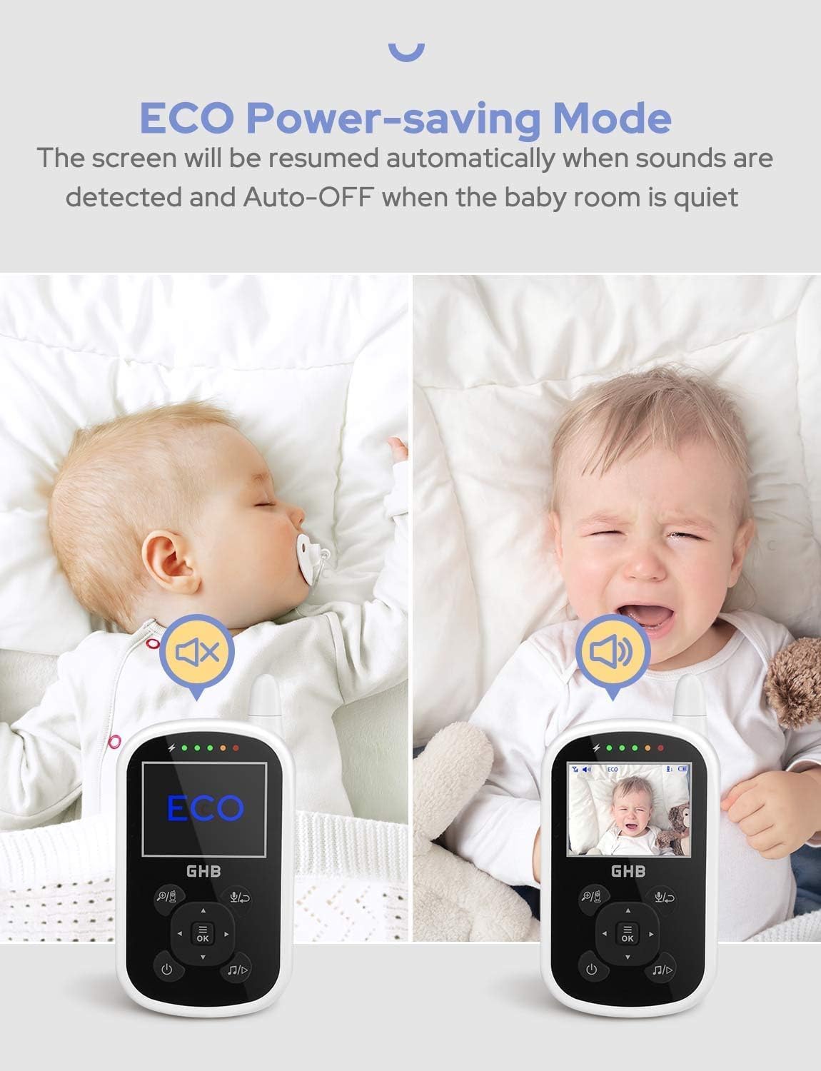 Thumbnail 4 de GHB Baby Monitor with Camera and Night Vision (2.4-Inch Display)