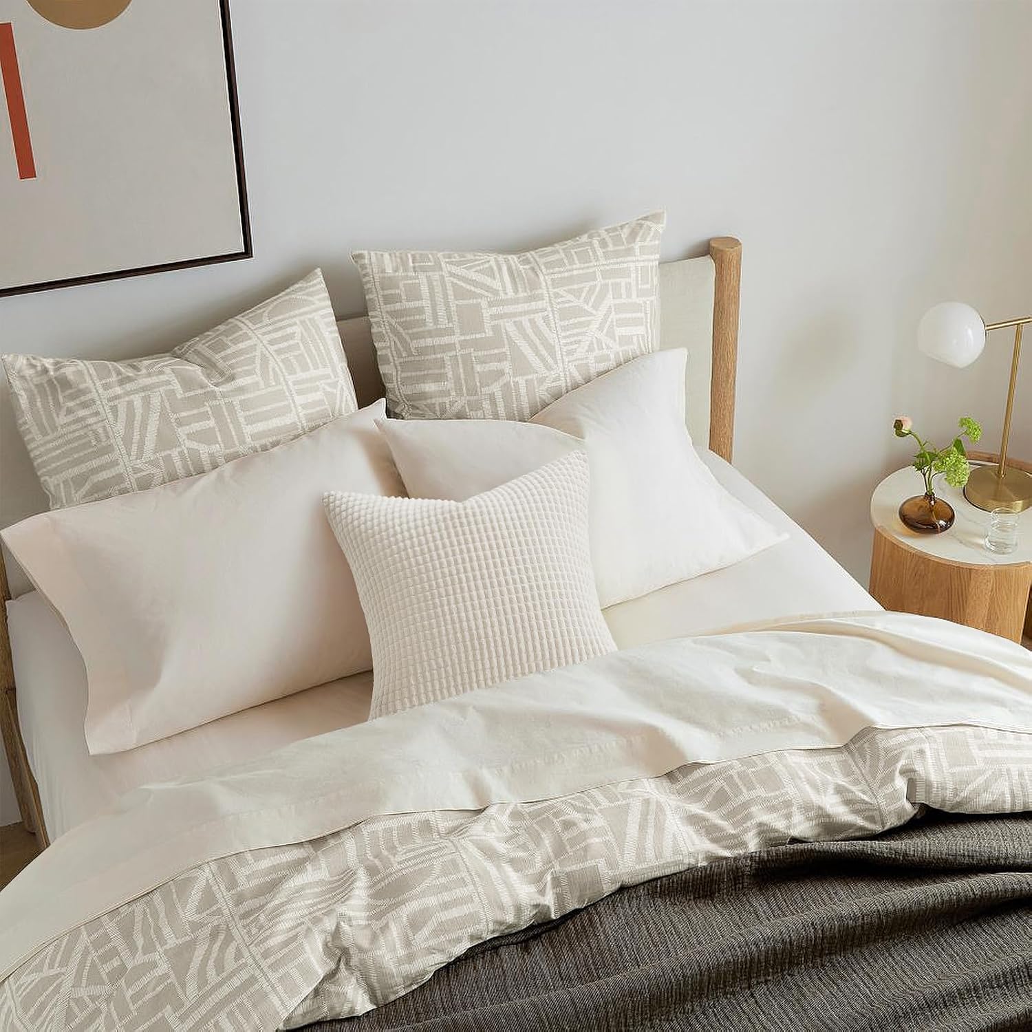 Detalle de Topfinel Kissenbezug 40x40 cm Creme Weiß – 4er Set aus Kordsamt