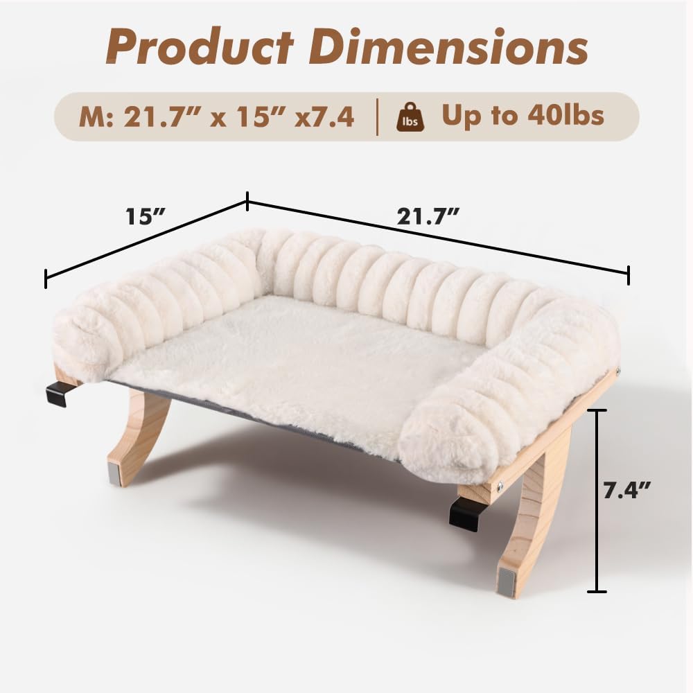 Detalle de valigogo Cloud-Soft VL-CWP01-M-W Cat Window Perch, Medium Faux-Fur Cushion
