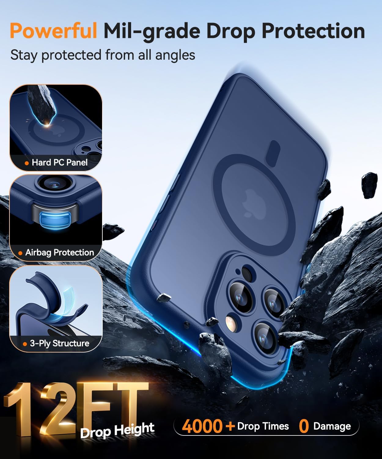 Thumbnail 5 de CANSHN Coque Magnétique pour iPhone 16 Pro Max (6,9”) – Protection caméra, MagSafe, Bleu Foncé