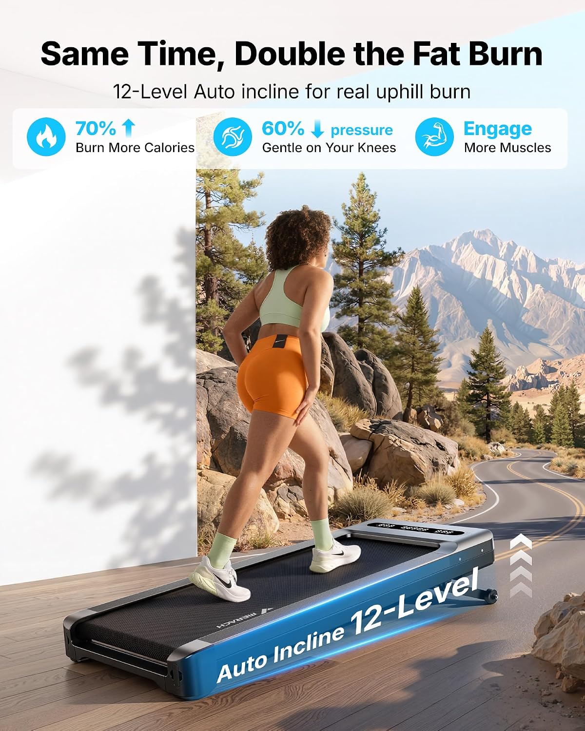 Detalle de MERACH Walking Pad Treadmill 12% Auto Incline