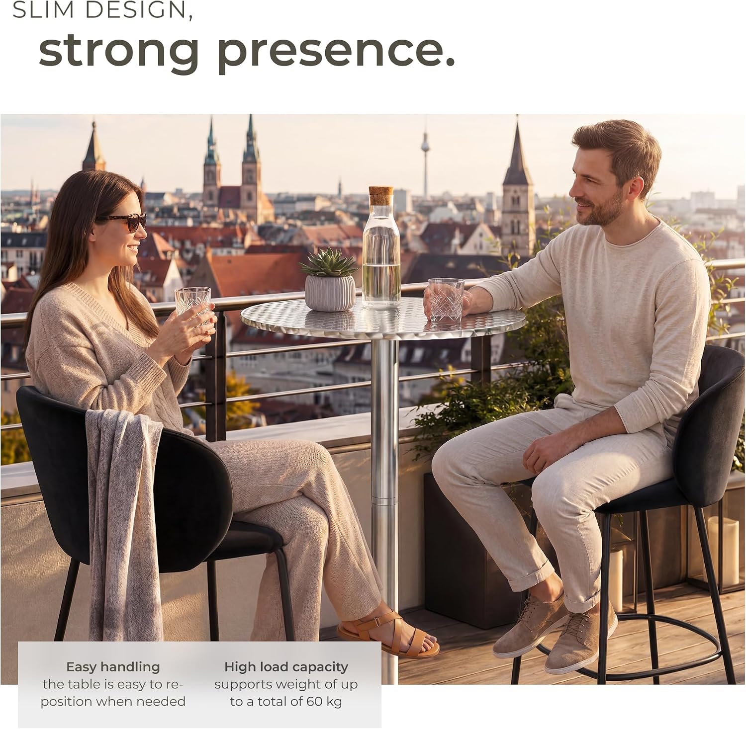 Detalle de tectake 406660 bistrobord 2-i-1, hopfällbart med två höjdlägen