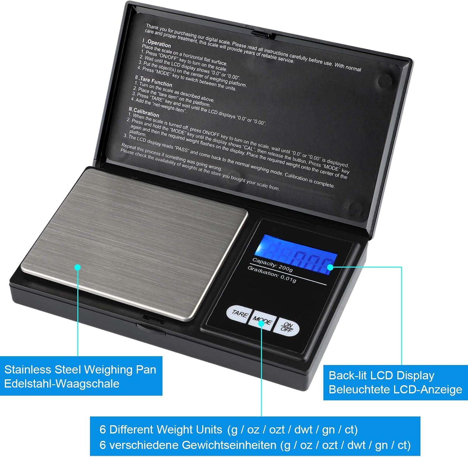 Detalle 2 de Ascher Taschenwaage 200g 0,01g